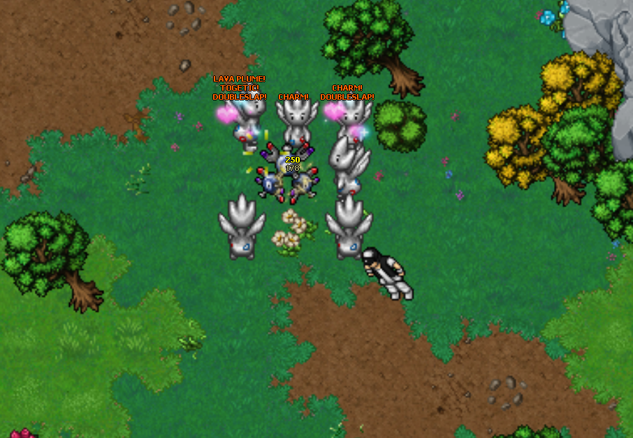 Treinador encontrando Pokémon raros em uma floresta escondida